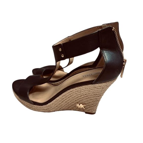 Michael Kors Blue Leather Open Toe Espadrille Wedge Sandals Size 8.5 M - Picture 6 of 11